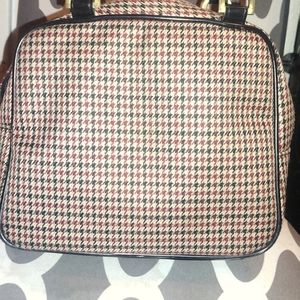 kathy ireland vintage houndstooth purse womens satchel handbag. zipper closure.